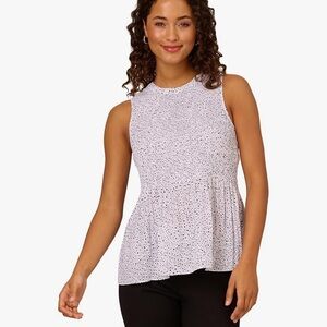 ADRIANNA PAPELL Sleeveless Pleated Blouse in Black & White - XL